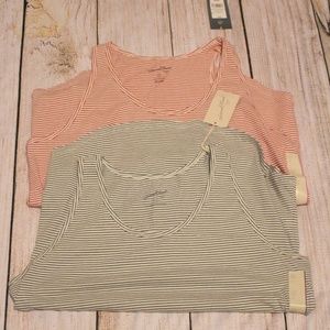 Bundle 2 Striped Tanks NWT XL Loose Fit Navy/Red